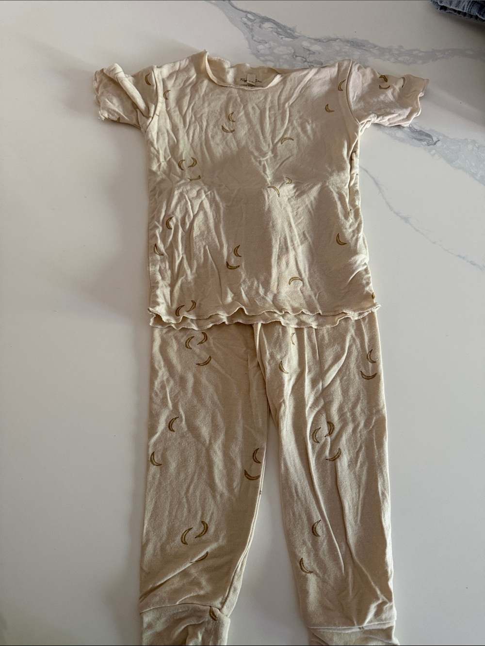 Rylee + Cru Kids Cream banana Print Pajama Set